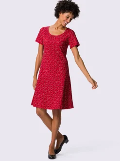 Robe en jersey encolure ronde passepoilée