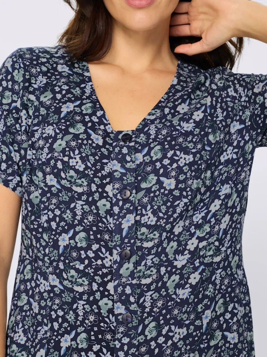 Robe tissée encolure v tendance