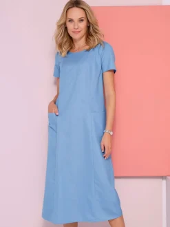 Robe évasée imitation lin