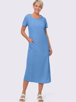 Robe évasée imitation lin