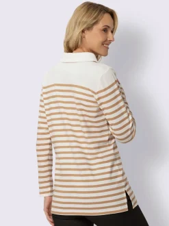 Sweatshirt long col à revers avec glissière