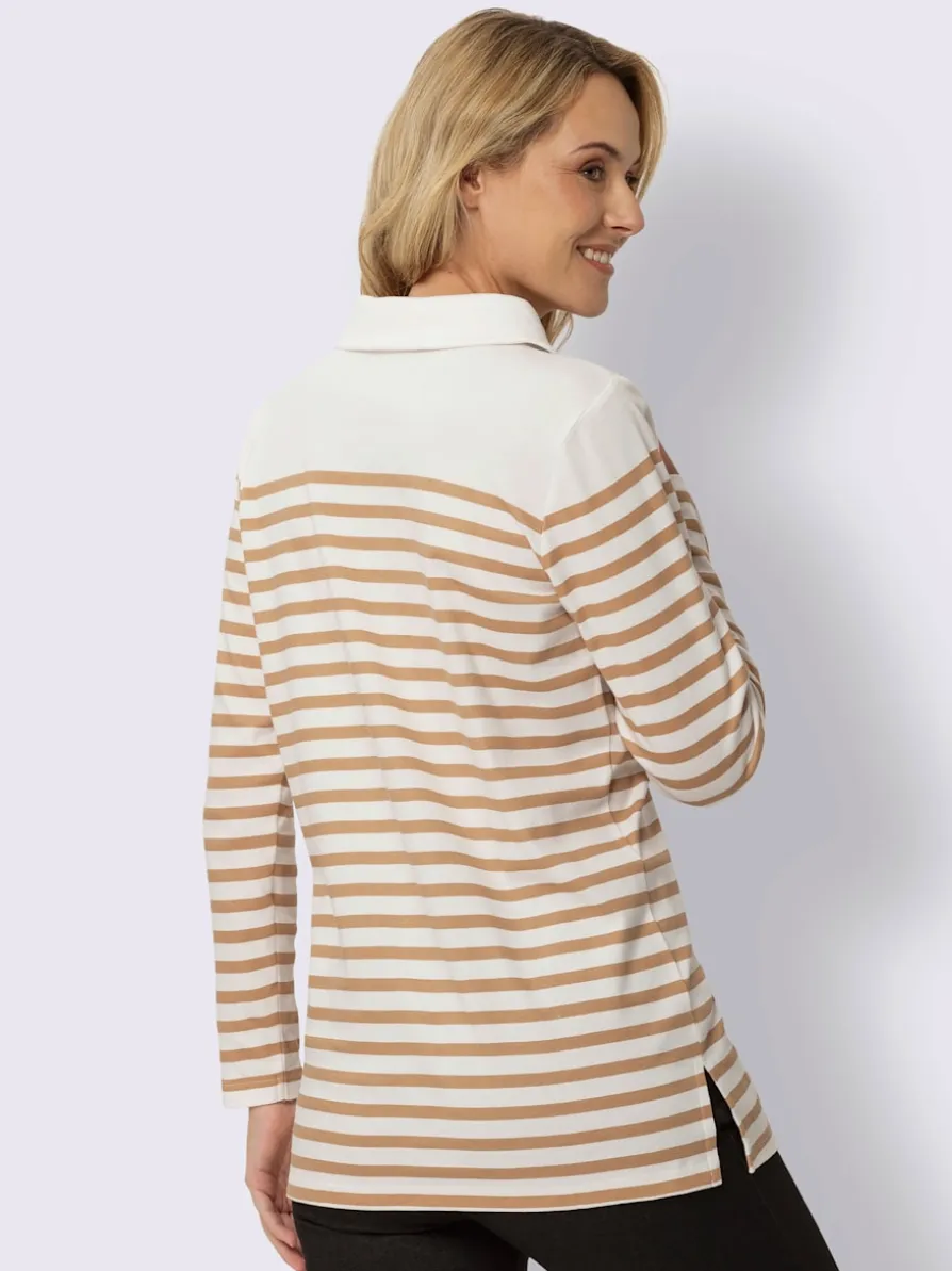 Sweatshirt long col à revers avec glissière