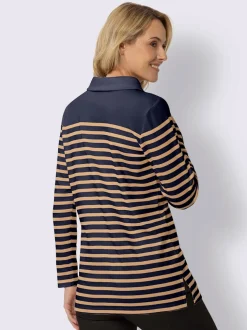Sweatshirt long col à revers avec glissière