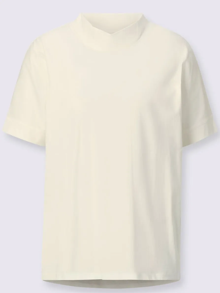 T-shirt à col montant col montant côtelé