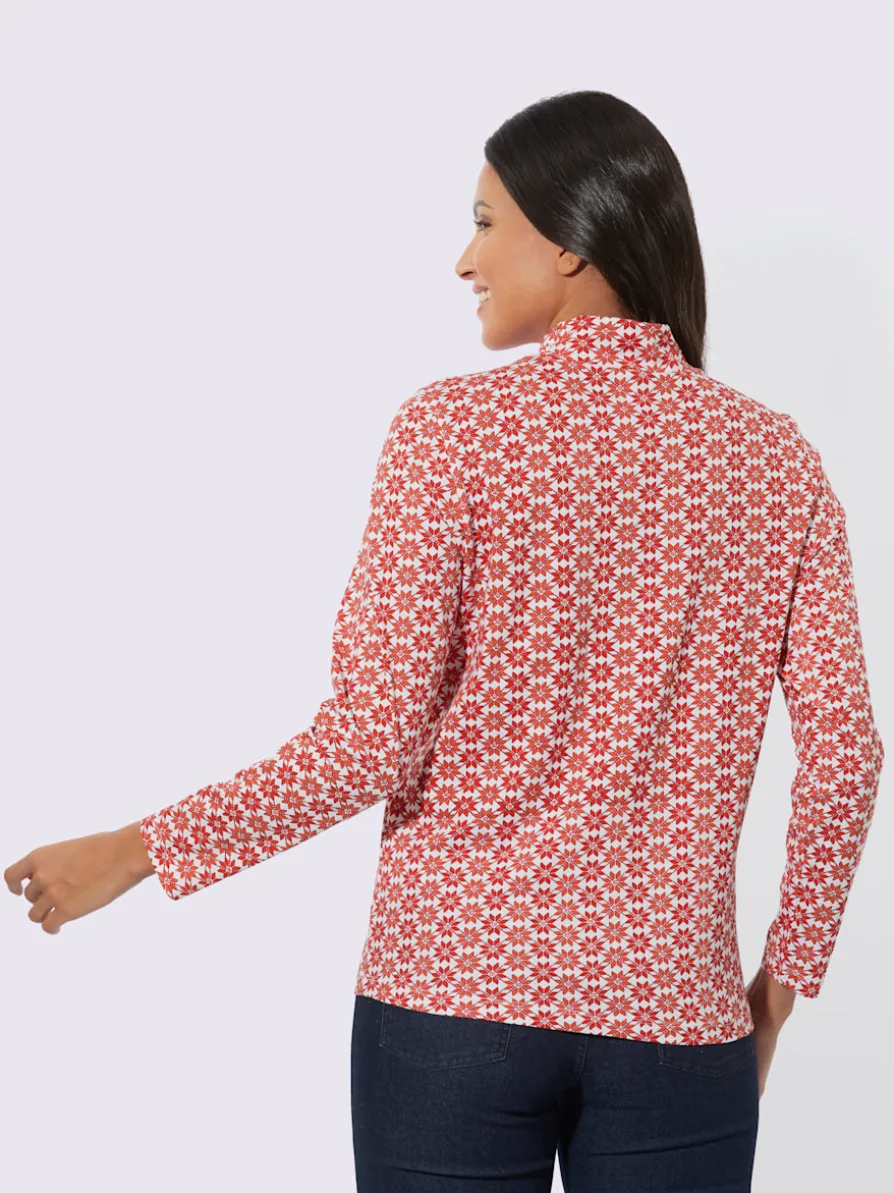 T-shirt à col montant col montant tendance avec fente en forme de goutte