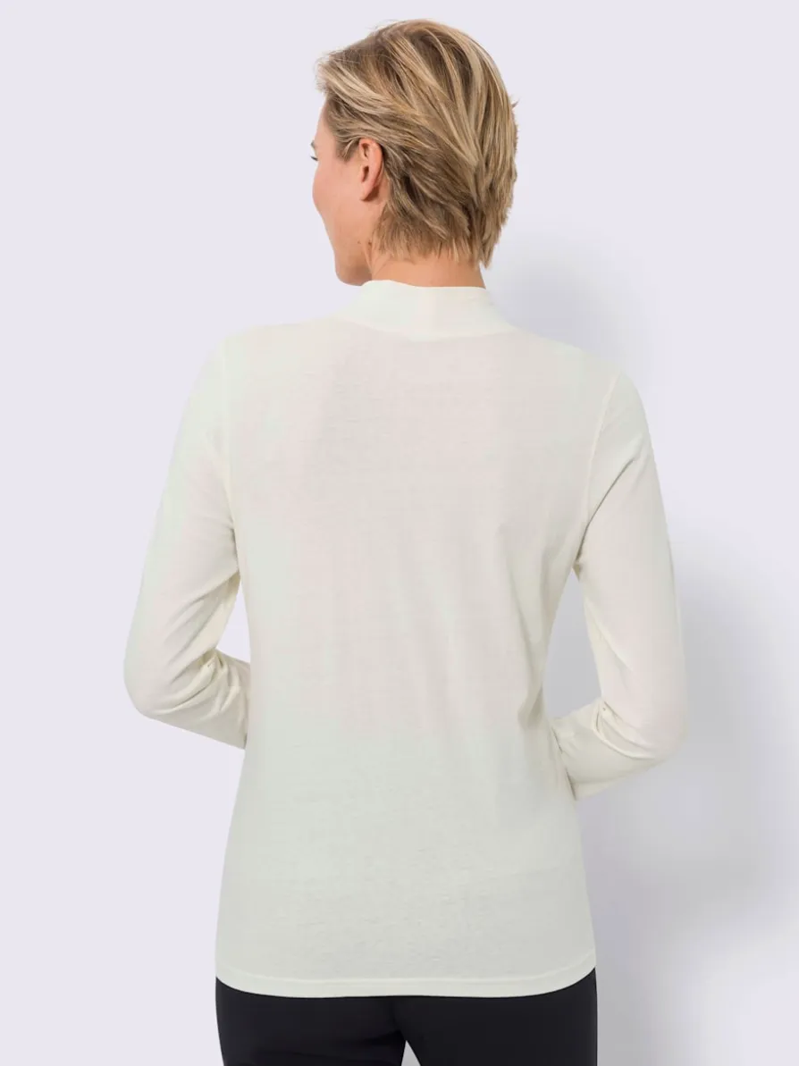 T-shirt à col montant petites pierres brillantes fantaisie