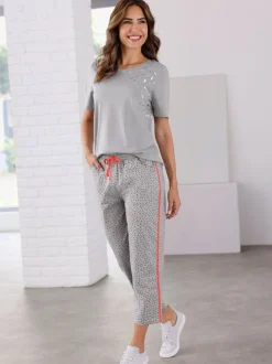 T-shirt de loisirs imprimé feuille brillant