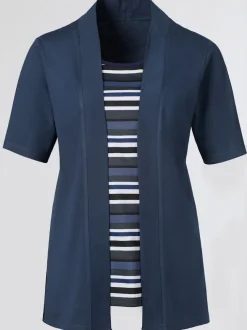 T-shirt effet 2 en 1 rayures et gilet accordé