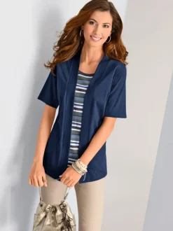 T-shirt effet 2 en 1 rayures et gilet accordé
