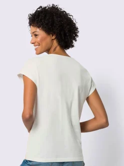 T-shirt à encolure ronde coupe décontractée aux épaules