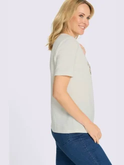 T-shirt à encolure ronde imprimé en forme de cœur