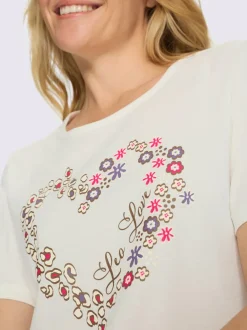 T-shirt à encolure ronde imprimé en forme de cœur