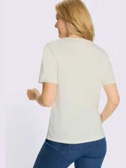 T-shirt à encolure ronde imprimé en forme de cœur