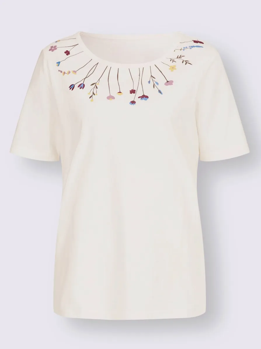 T-shirt à encolure ronde joli imprimé à l'encolure