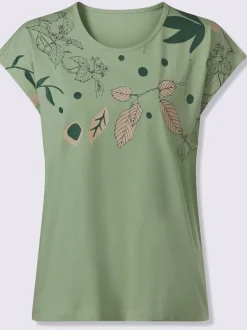 T-shirt à encolure ronde mancherons tendance