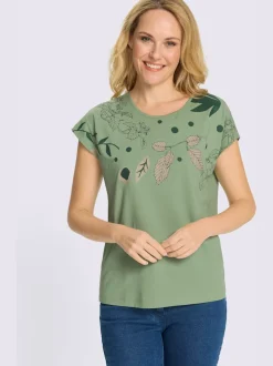 T-shirt à encolure ronde mancherons tendance