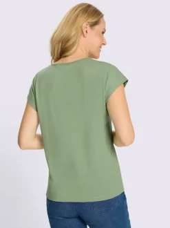 T-shirt à encolure ronde mancherons tendance