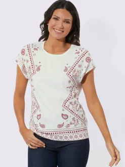 T-shirt à encolure ronde mancherons tendance