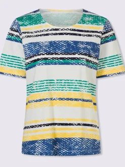 T-shirt à encolure ronde motif à rayures tendance