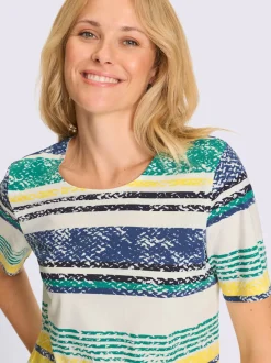 T-shirt à encolure ronde motif à rayures tendance