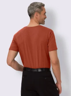T-shirt à encolure ronde patte de boutonnage courte