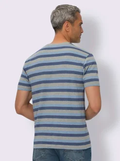 T-shirt à encolure ronde rayures en fils teintés