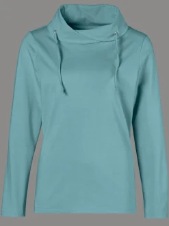 T-shirt en coton style sweat col montant manches longues