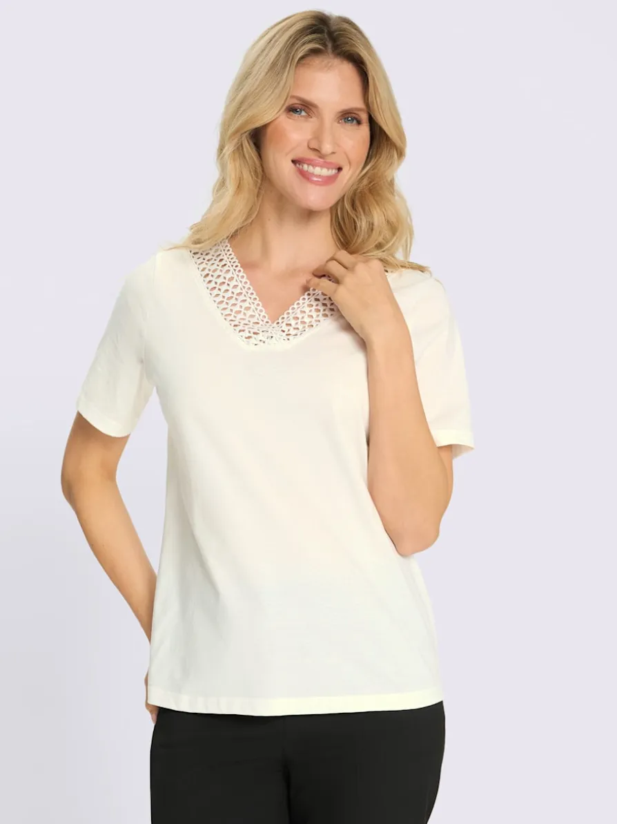 T-shirt en dentelle jolie dentelle sur l'encolure