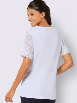 T-shirt en dentelle manches avec dentelle transparente