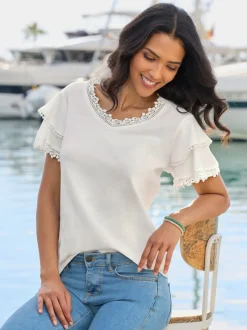 T-shirt en v doubles manches chauve-souris