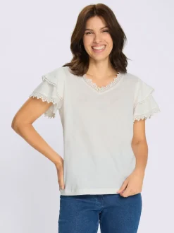 T-shirt en v doubles manches chauve-souris