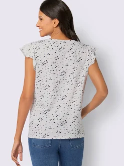 T-shirt en v imprimé papillon