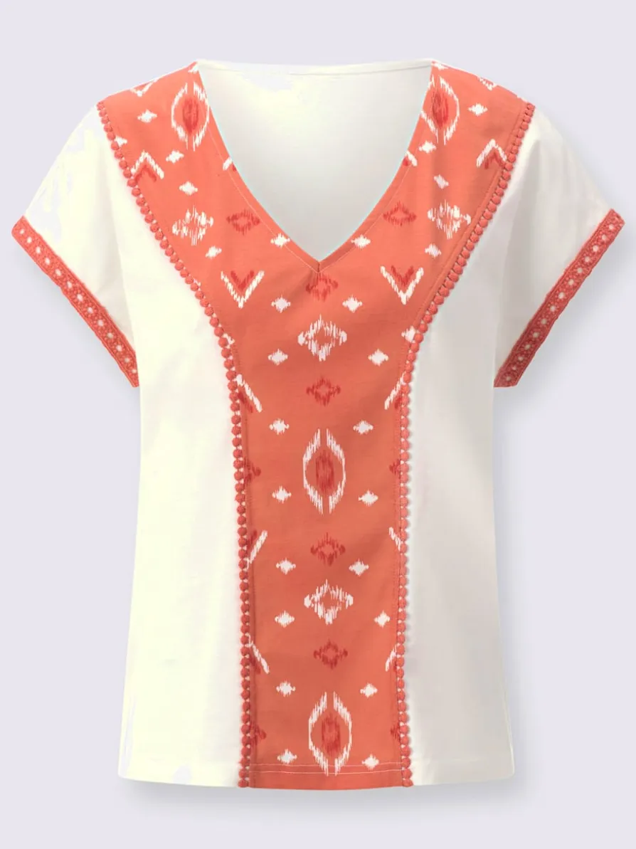 T-shirt en v motif ethnique tendance