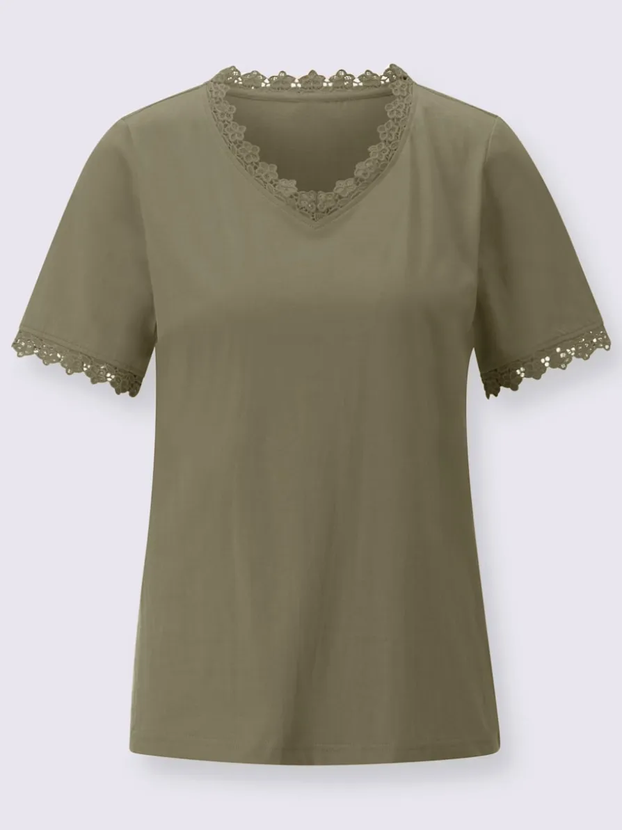 T-shirt en v superbe empiècement en dentelle
