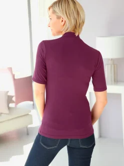T-shirt femme col montant manches courtes