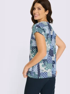 T-shirt imprimé motif patchwork moderne