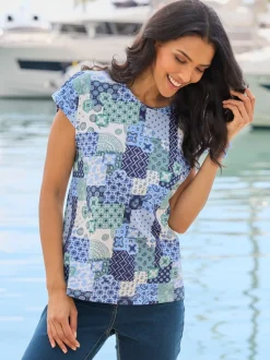 T-shirt imprimé motif patchwork moderne