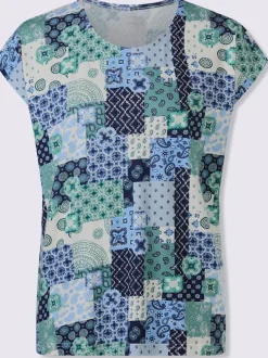 T-shirt imprimé motif patchwork moderne