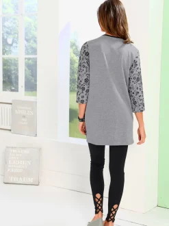 T-shirt long avec poches manches 3/4