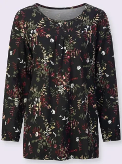 T-shirt long joli motif feuilles