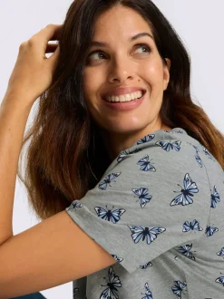T-shirt long plis affinants à l'encolure
