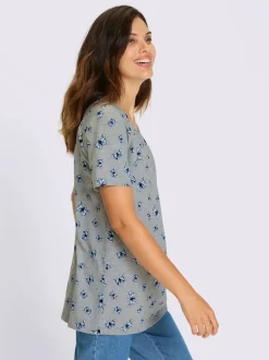 T-shirt long plis affinants à l'encolure