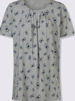 T-shirt long plis affinants à l'encolure