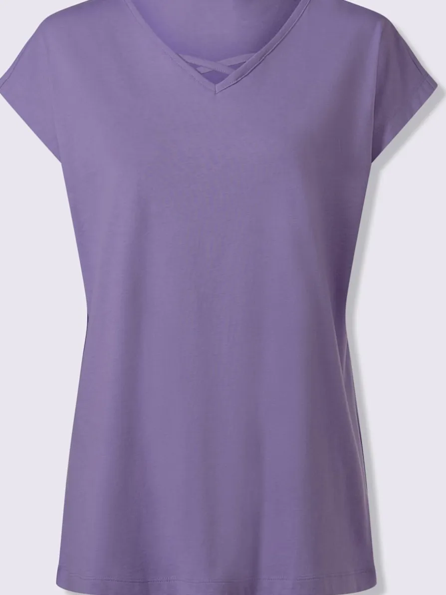 T-shirt long ruban à l'encolure