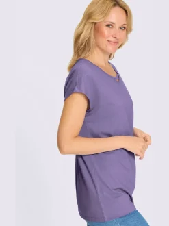 T-shirt long ruban à l'encolure
