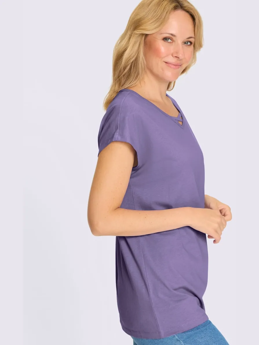 T-shirt long ruban à l'encolure