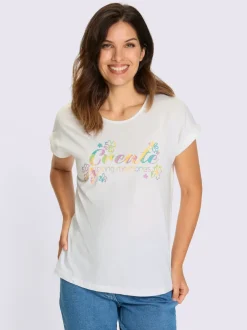 T-shirt à manches courtes avec revers fixé