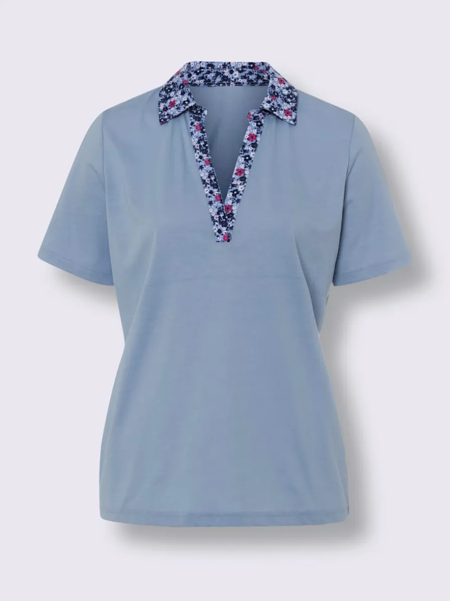 T-shirt à manches courtes col chemise ouvert