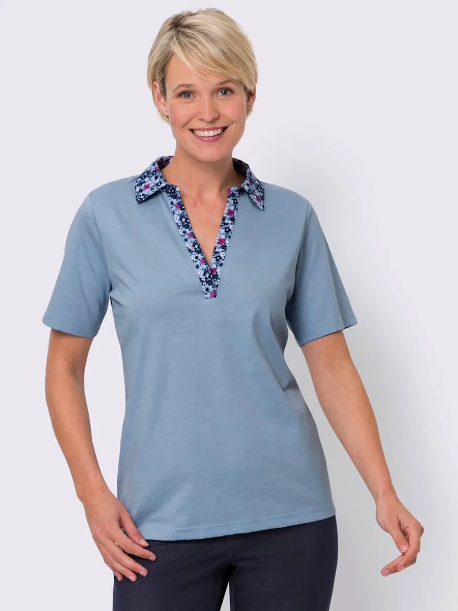 T-shirt à manches courtes col chemise ouvert
