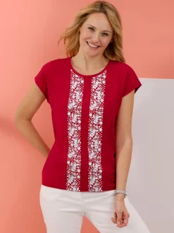T-shirt à manches courtes coupe décontractée aux épaules